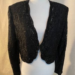 BLACK BEADED JACKET/ blazer/
